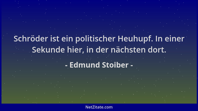 Edmund Stoiber - Schröder ist ein politischer Heuhupf. In einer Sekunde hier, in der nächsten dort....