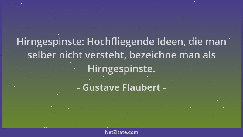 Gustave Flaubert - Hirngespinste: Hochfliegende Ideen, die man selber nicht versteht, bezeichne man als Hirngespinste....