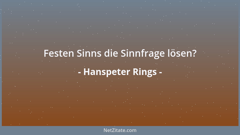 Hanspeter Rings - Festen Sinns die Sinnfrage lösen?...