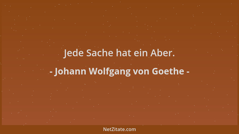 Johann Wolfgang von Goethe - Jede Sache hat ein Aber....