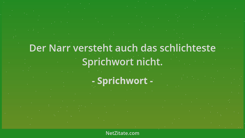 Sprichwort - Der Narr versteht auch das schlichteste Sprichwort nicht....