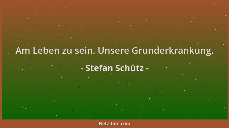 Stefan Schütz - Am Leben zu sein. Unsere Grunderkrankung....