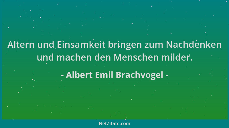 Albert Emil Brachvogel - Altern und Einsamkeit bringen zum Nachdenken und machen den Menschen milder....