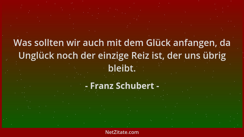 Franz Schubert - Was sollten wir auch mit dem Glück anfangen, da Unglück noch der einzige Reiz ist, der uns übrig bleibt....
