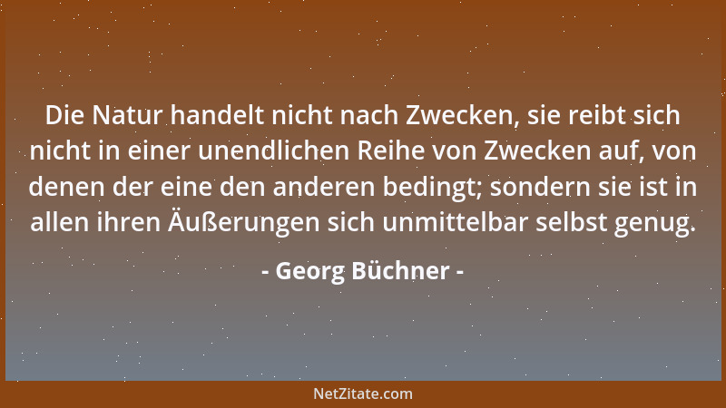 Georg Büchner - Die Natur handelt nicht nach Zwecken, sie reibt sich nicht in einer unendlichen Reihe von Zwecken auf, von...