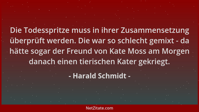 Harald Schmidt - Die Todesspritze muss in ihrer Zusammensetzung überprüft werden. Die war so schlecht gemixt - da hätte sog...