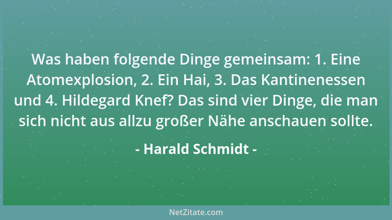 Harald Schmidt - Was haben folgende Dinge gemeinsam: 1. Eine Atomexplosion, 2. Ein Hai, 3. Das Kantinenessen und 4. Hildega...
