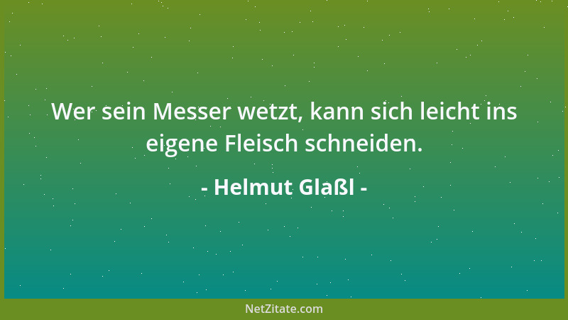 Helmut Glaßl - Wer sein Messer wetzt, kann sich leicht ins eigene Fleisch schneiden....