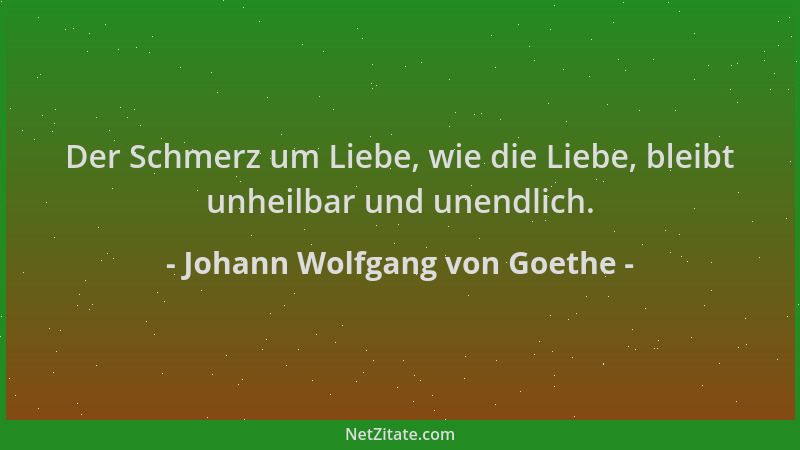 Johann Wolfgang von Goethe - Der Schmerz um Liebe, wie die Liebe, bleibt unheilbar und unendlich....