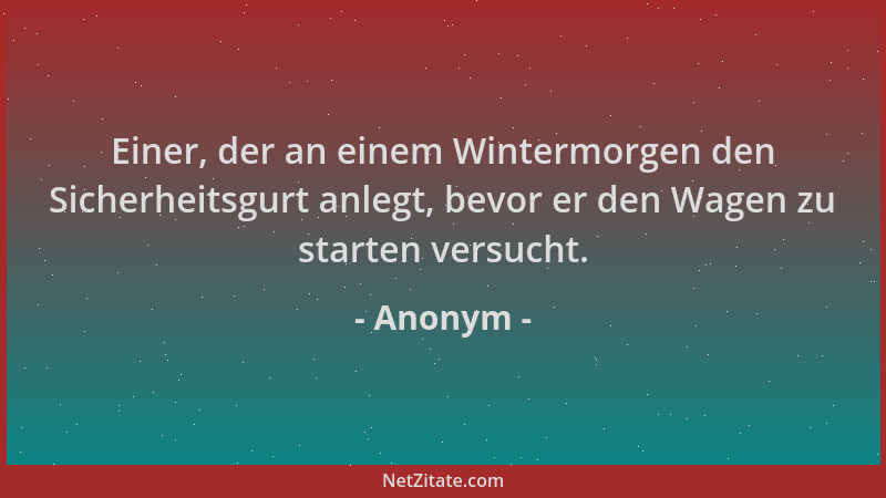 Anonym - Einer, der an einem Wintermorgen den Sicherheitsgurt anlegt, bevor er den Wagen zu starten versucht....