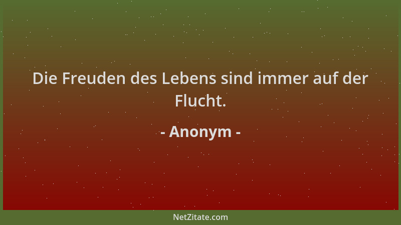 Anonym - Die Freuden des Lebens sind immer auf der Flucht....