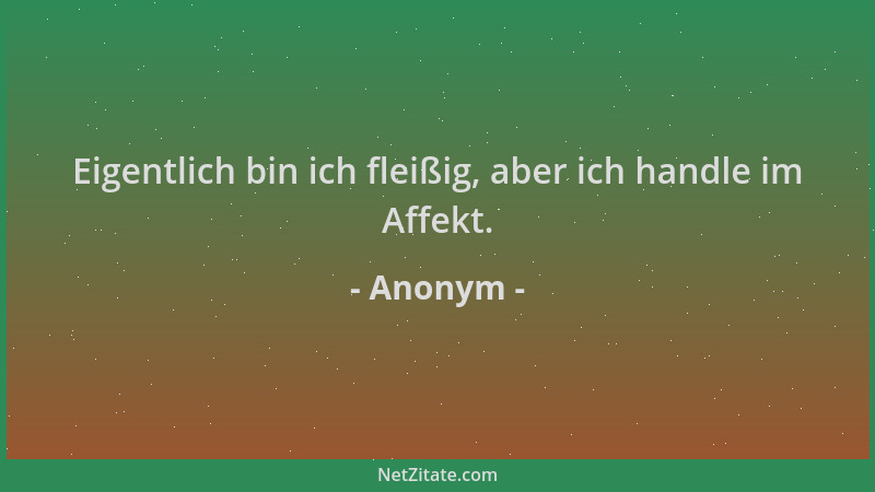 Anonym - Eigentlich bin ich fleißig, aber ich handle im Affekt....