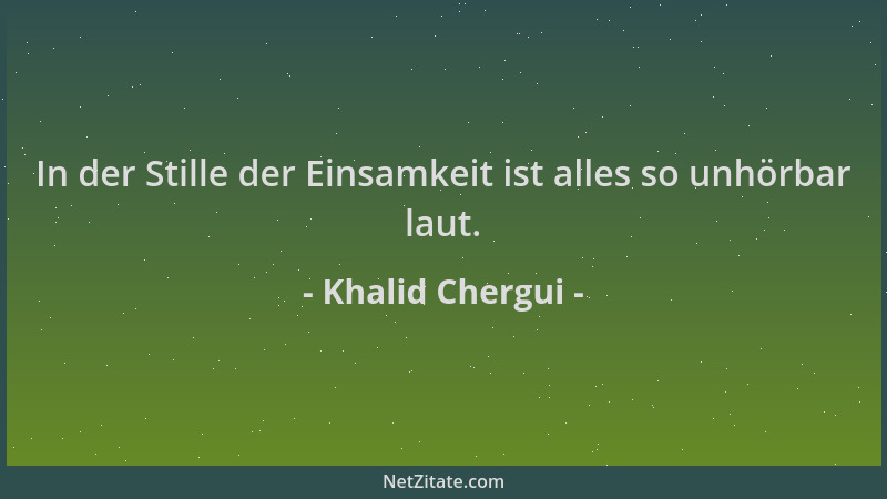 Khalid Chergui - In der Stille der Einsamkeit ist alles so unhörbar laut....