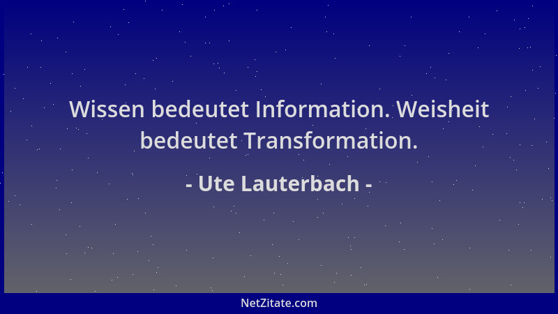 Ute Lauterbach - Wissen bedeutet Information. Weisheit bedeutet Transformation....