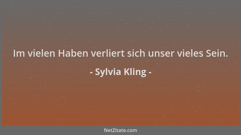 Sylvia Kling - Im vielen Haben verliert sich unser vieles Sein....