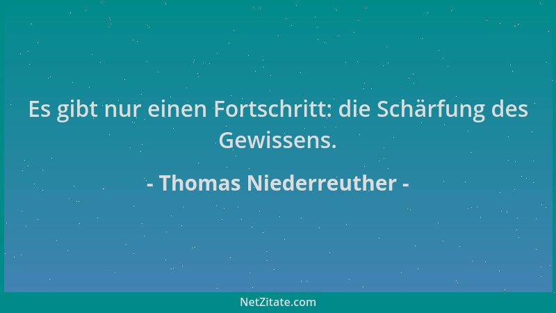 Thomas Niederreuther - Es gibt nur einen Fortschritt: die Schärfung des Gewissens....
