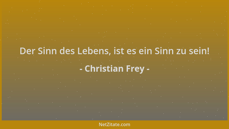 Christian Frey - Der Sinn des Lebens, ist es ein Sinn zu sein!...