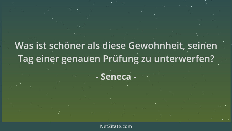 Seneca - Was ist schöner als diese Gewohnheit, seinen Tag einer genauen Prüfung zu unterwerfen?...