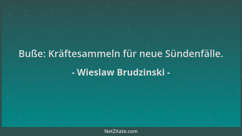 Wieslaw Brudzinski - Buße: Kräftesammeln für neue Sündenfälle....