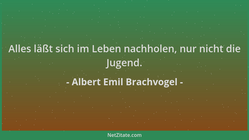 Albert Emil Brachvogel - Alles läßt sich im Leben nachholen, nur nicht die Jugend....