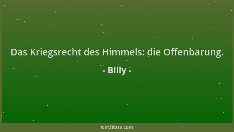 Billy - Das Kriegsrecht des Himmels: die Offenbarung....