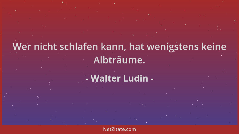 Walter Ludin - Wer nicht schlafen kann, hat wenigstens keine Albträume....