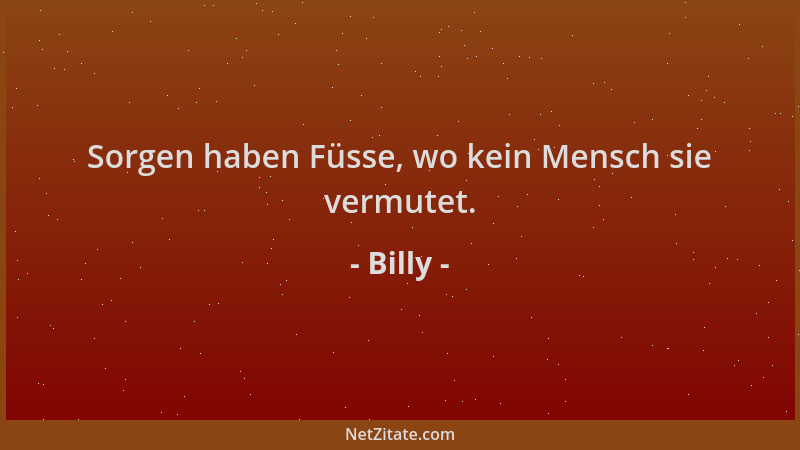 Billy - Sorgen haben Füsse, wo kein Mensch sie vermutet....