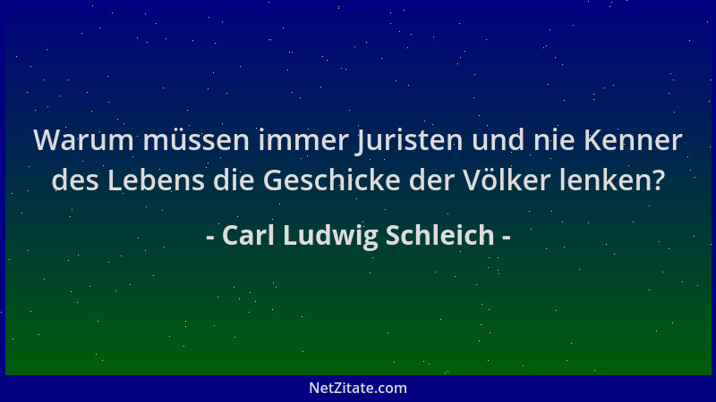 Carl Ludwig Schleich - Warum müssen immer Juristen und nie Kenner des Lebens die Geschicke der Völker lenken?...