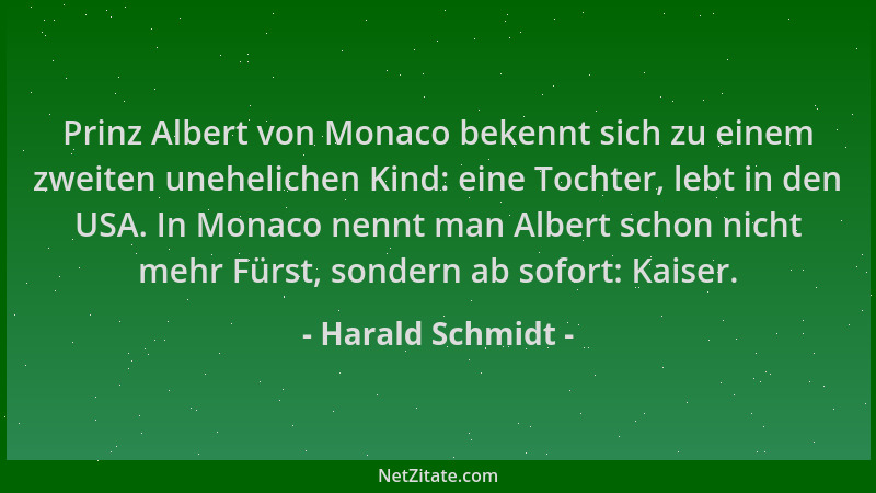 Harald Schmidt - Prinz Albert von Monaco bekennt sich zu einem zweiten unehelichen Kind: eine Tochter, lebt in den USA. In...