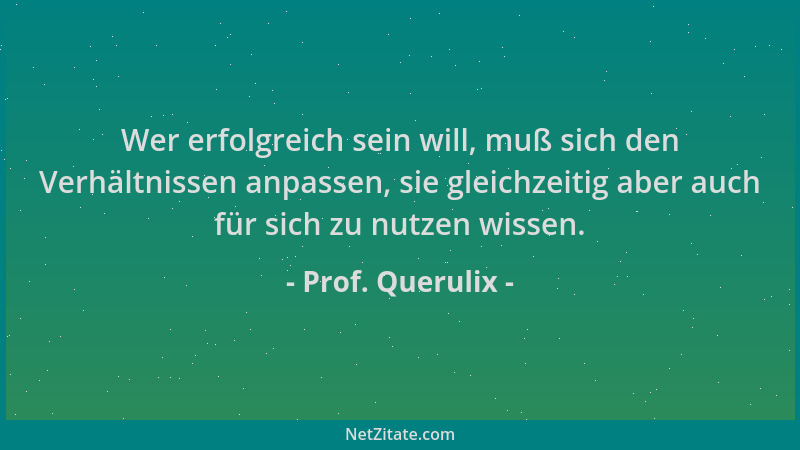 Prof. Querulix - Wer erfolgreich sein will, muß sich den Verhältnissen anpassen, sie gleichzeitig aber auch für sich zu nut...