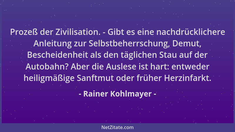 Rainer Kohlmayer - Prozeß der Zivilisation. - Gibt es eine nachdrücklichere Anleitung zur Selbstbeherrschung, Demut, Besche...