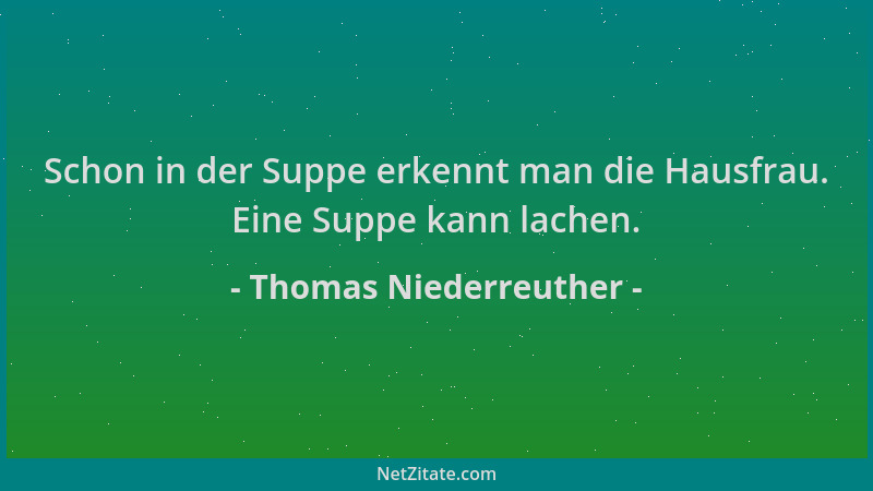 Thomas Niederreuther - Schon in der Suppe erkennt man die Hausfrau. Eine Suppe kann lachen....