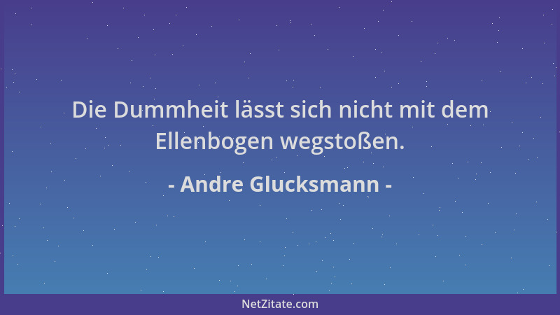 Andre Glucksmann - Die Dummheit lässt sich nicht mit dem Ellenbogen wegstoßen....