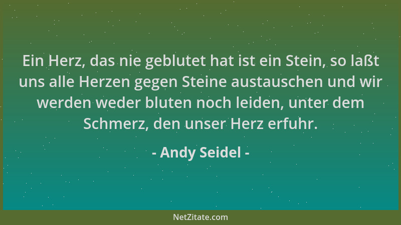 Andy Seidel - Ein Herz, das nie geblutet hat ist ein Stein, so laßt uns alle Herzen gegen Steine austauschen und wir werden...
