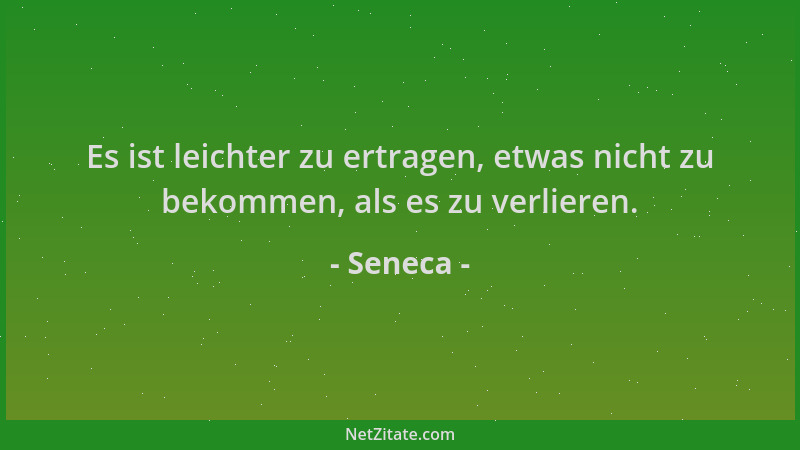 Seneca - Es ist leichter zu ertragen, etwas nicht zu bekommen, als es zu verlieren....