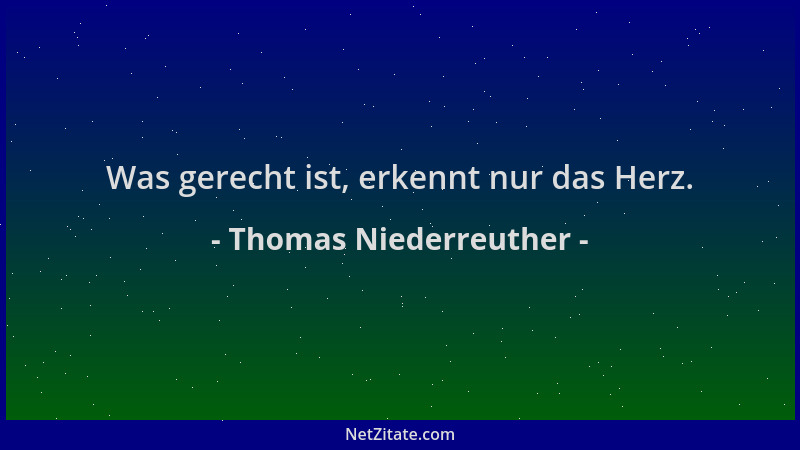 Thomas Niederreuther - Was gerecht ist, erkennt nur das Herz....
