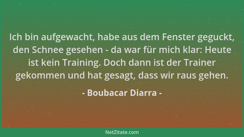 Boubacar Diarra - Ich bin aufgewacht, habe aus dem Fenster geguckt, den Schnee gesehen - da war für mich klar: Heute ist ke...