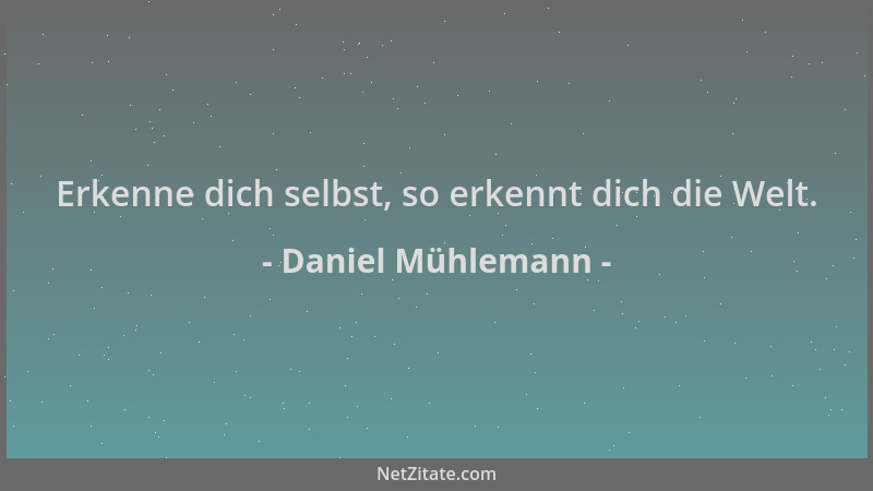 Daniel Mühlemann - Erkenne dich selbst, so erkennt dich die Welt....