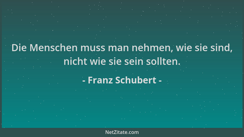 Franz Schubert - Die Menschen muss man nehmen, wie sie sind, nicht wie sie sein sollten....