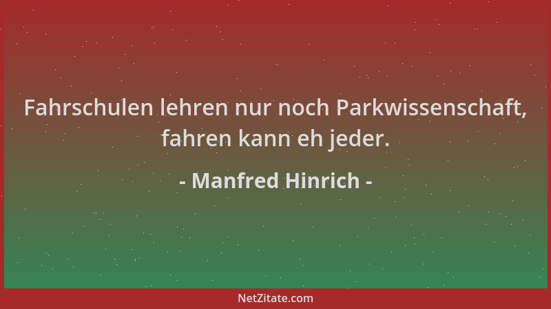 Manfred Hinrich - Fahrschulen lehren nur noch Parkwissenschaft, fahren kann eh jeder....