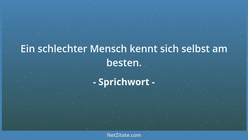 Sprichwort - Ein schlechter Mensch kennt sich selbst am besten....