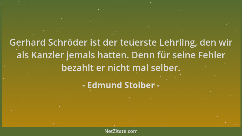 Edmund Stoiber - Gerhard Schröder ist der teuerste Lehrling, den wir als Kanzler jemals hatten. Denn für seine Fehler bezah...