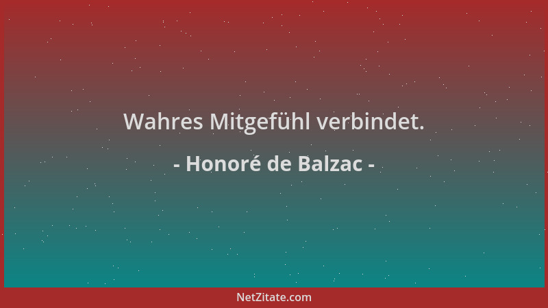 Honoré de Balzac - Wahres Mitgefühl verbindet....