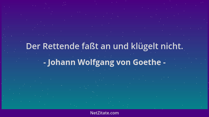 Johann Wolfgang von Goethe - Der Rettende faßt an und klügelt nicht....