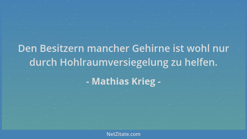 Mathias Krieg - Den Besitzern mancher Gehirne ist wohl nur durch Hohlraumversiegelung zu helfen....
