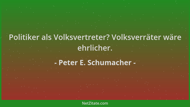 Peter E. Schumacher - Politiker als Volksvertreter? Volksverräter wäre ehrlicher....