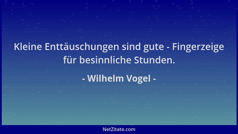 Wilhelm Vogel - Kleine Enttäuschungen sind gute - Fingerzeige für besinnliche Stunden....