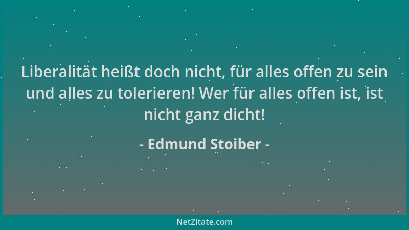 Edmund Stoiber - Liberalität heißt doch nicht, für alles offen zu sein und alles zu tolerieren! Wer für alles offen ist, is...