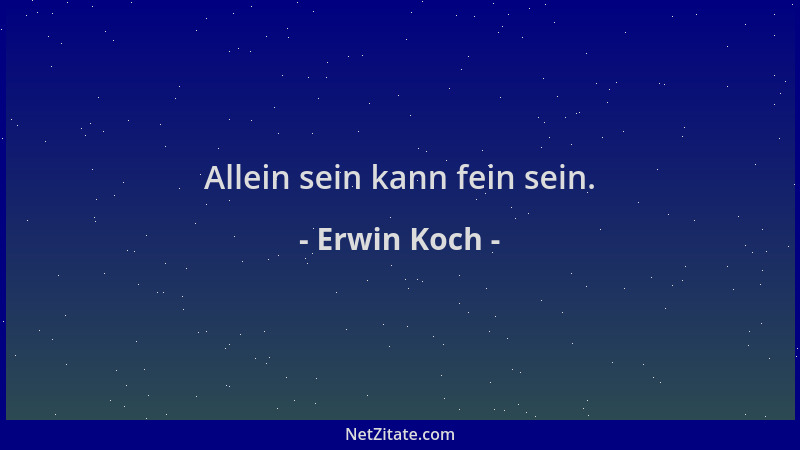 Erwin Koch - Allein sein kann fein sein....