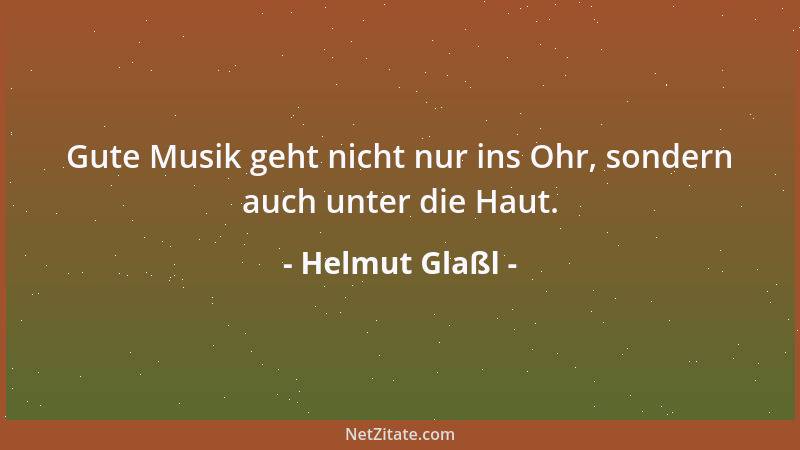 Helmut Glaßl - Gute Musik geht nicht nur ins Ohr, sondern auch unter die Haut....
